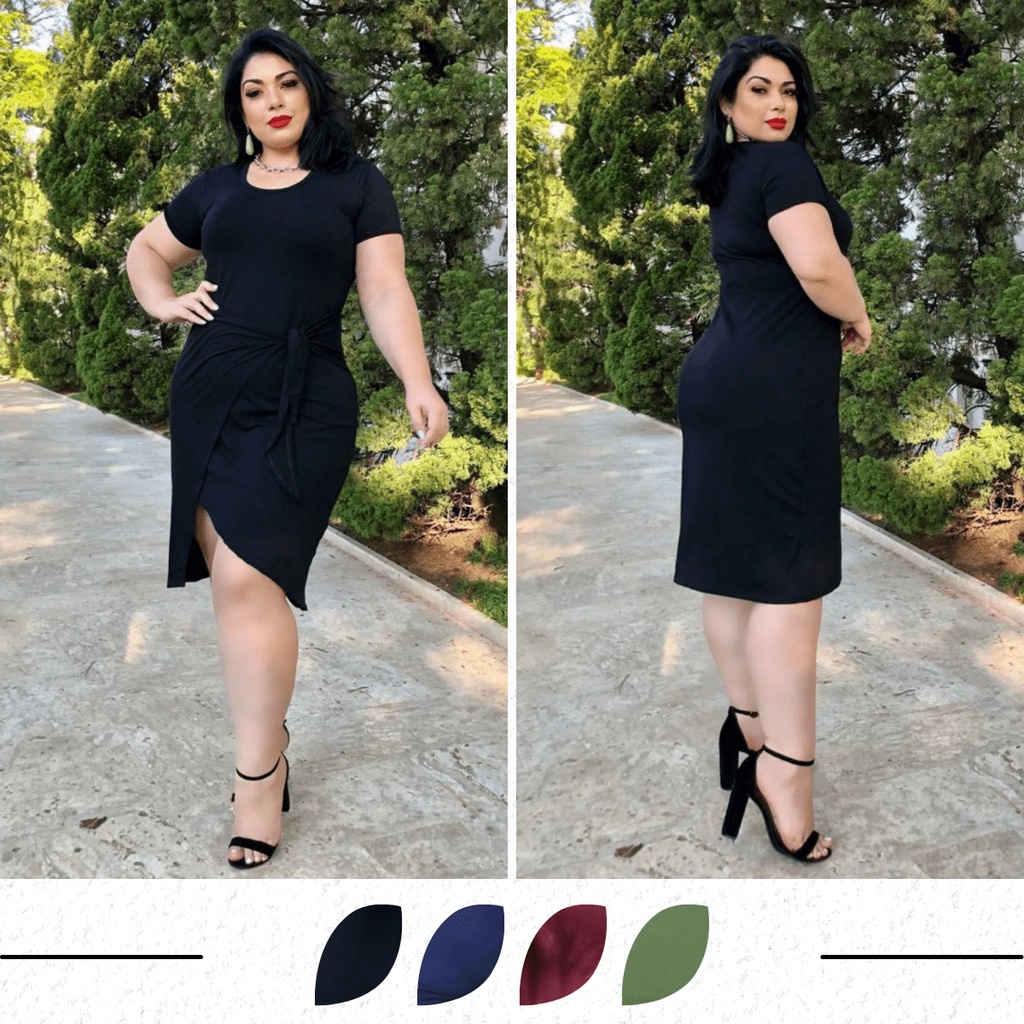 Vestido envelope plus size da Shein - Grandes Mulheres