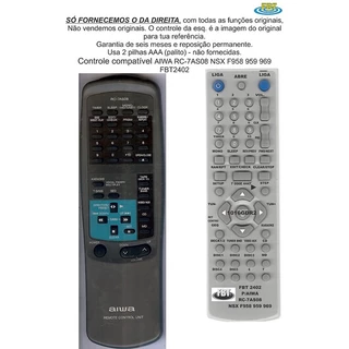 Controle Compatível Aiwa Rc-7as08 Nsx F958 959 969 Fbt2402