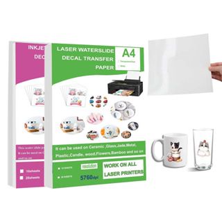 Papel De Decalque Waterslide 10 Unid . Transferência De Água Conveniente A4 Water Slide White/Clear Printing Paper