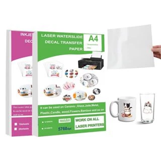 Papel De Decalque Waterslide 10 Unid . Transferência De Água Conveniente A4 Water Slide White/Clear Printing Paper