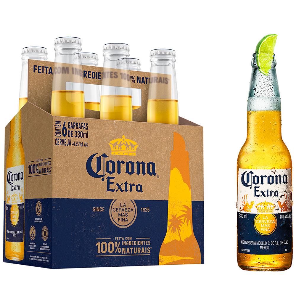 Cerveja Corona Extra Long Neck 330 mL (Cx 6 uni.) Shopee Brasil