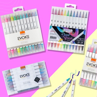 Caneta Brush Pen Ponta Dupla BRW Evoke Dual Brush - Coleção Completa
