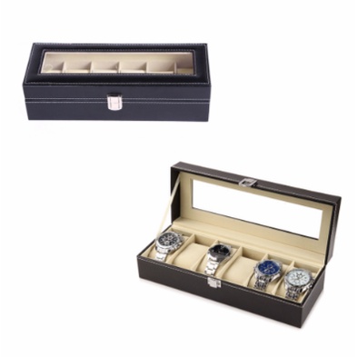 Maleta Estojo Porta Relógio Para 6 Unidades Preto