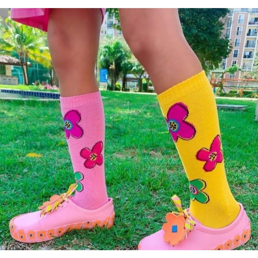 Meia Cantarola Cano Alto Colorida Lola | Shopee Brasil
