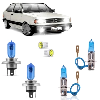 Kit Lampadas Gol Quadrado Parati Saveiro 87 88 89 90 91 92 93 94 95 Super Brancas Farol H4 Milha H3 - 8500k 55w Inmetro