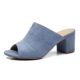Sandália Feminina Tamanco Colors Salto Grosso Azul Bebe Promoção JCL