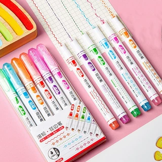 6Pcs Scroll Wheel Marker Canetas DIY Journal Decoração Estudante Rolo De Arte De Desenho Linha Ondulada Caneta