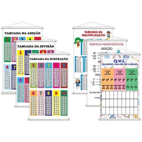 Kit De Tabuada Multiplicação Divisão Adição E Subtração