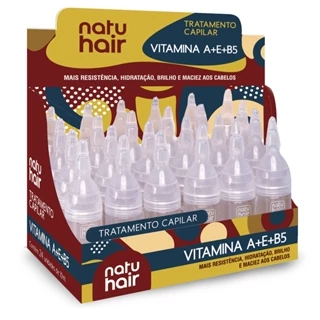 Kit 12 Ampolas de Tratamento Capilar Vitamina A+E+B5 Natuhair 10ml - CONTÉM 12 UNIDADES