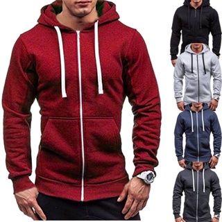 Capuz De Algodão Masculino De Outono De Inverno Camiseta Com Zíper Completo