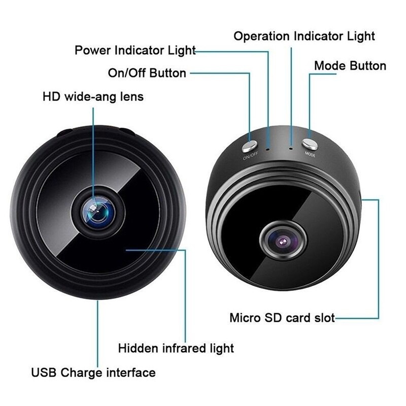 Mini câmera A9 de vigilância WI-FI Bluetooth 1080p visão noturna