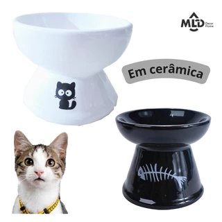 Comedouro para Gatos em Cerâmica Luxo Bebedouro comedouro Cerâmica bebedor gato PET ergonomico Elevado anti formiga prático de Cerâmica higiênico e fácil de limpar