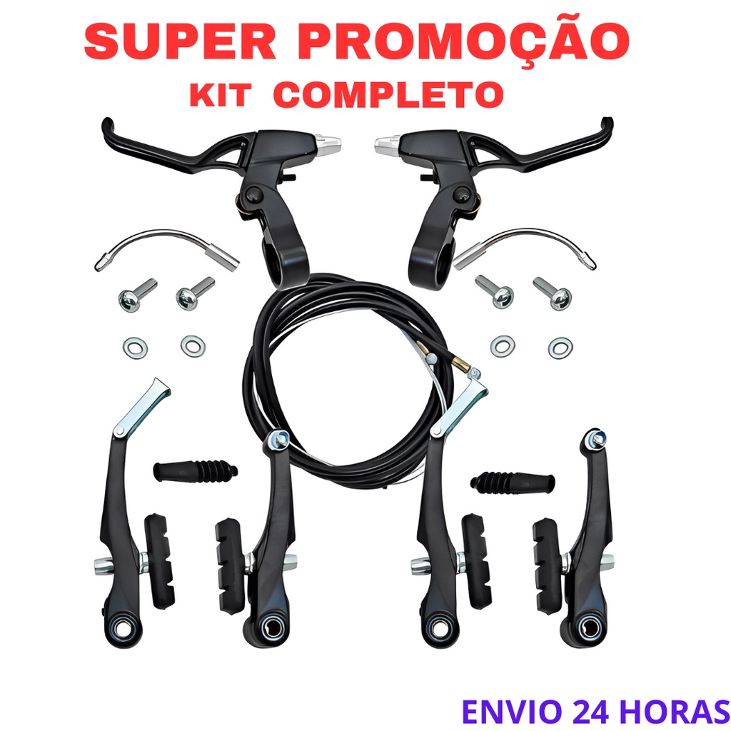 Kit Freio V Brake PACO Bike Bicicleta em Nylon Preto Completo Aro 16/20 ...