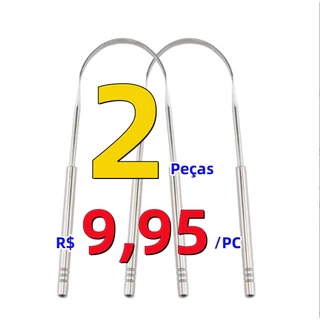 2 Peças Limpador Raspador De Língua Em Aço Inox Curvado Boca Limpa Raspador De Língua