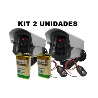 Kit 2 câmera falsa + 2 bateria 9v segurança