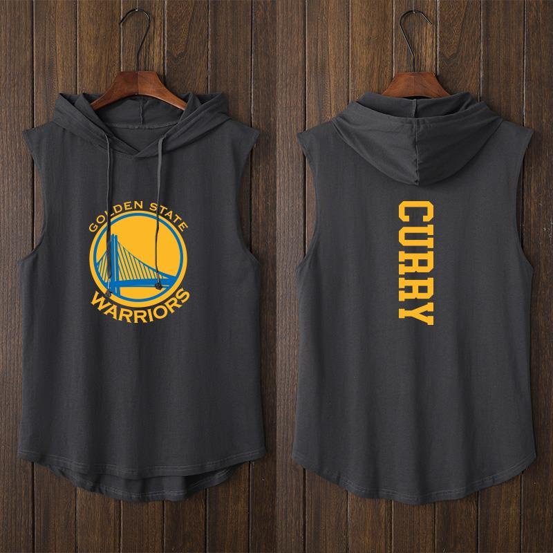 Golden State Warrior Curry Basketball Camiseta Esportiva Sem Mangas Manga Curta Com Capuz Grande