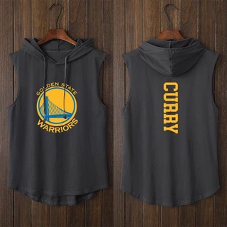 Golden State Warrior Curry Basketball Camiseta Esportiva Sem Mangas Manga Curta Com Capuz Grande