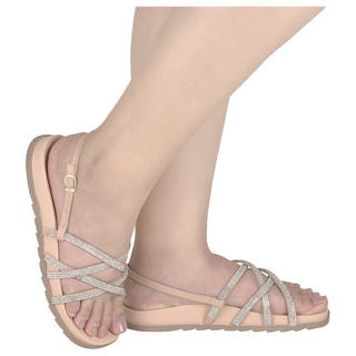 Sandália Feminina Papete com Brilho Strass Moda Blogueira Birken Flatform Confortavel 033