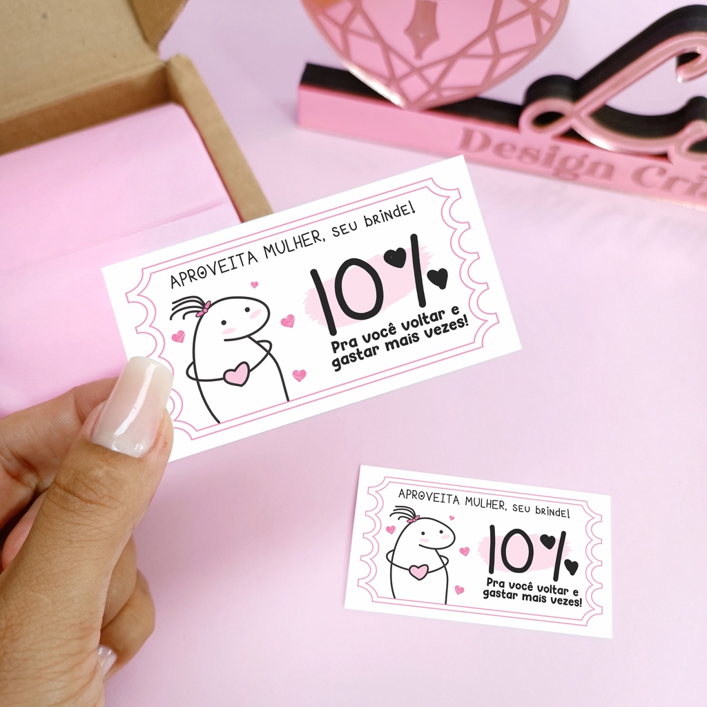 50/100uni Cartão Ticket Florks - Bento - Vale Desconto - pronta entrega