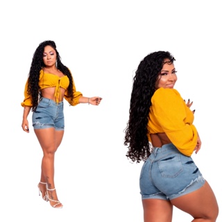 Short Jeans Feminino Justo Com Lycre Cintura Alta Levanta Empina Bumbum Lançamento!!
