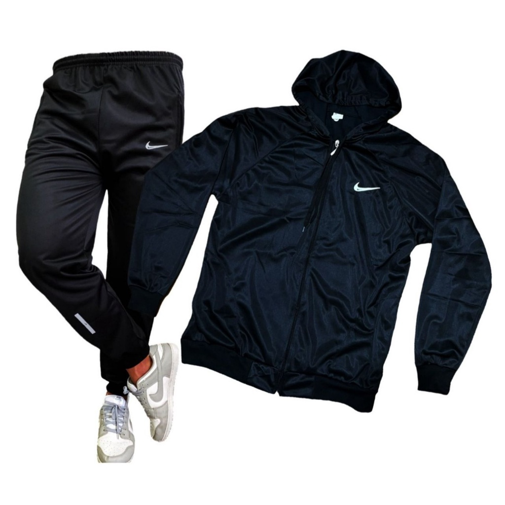 Conjunto de Frio Masculino - Calça Jogger + Blusão Com Capuz e Bolsos - Refletivo - Corta Vento