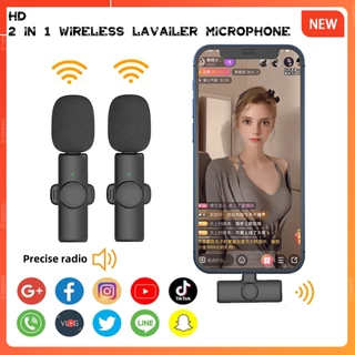 Conjunto de Microfone de Lapela Sem Fio K9 Vlog Compatível Tipo C e iPhone