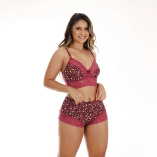 Baby Doll de Renda Short Doll Camisete Feminino Estampado COD:2481