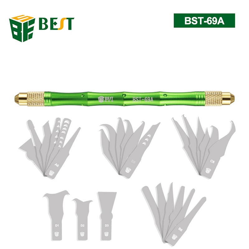 BST-69A Conjunto De Facas De Manutenção BGA Corte Artesanal Faca De Bricolagem CPU Chip Remover Ferramentas De Reparo Pry 27 Em 1