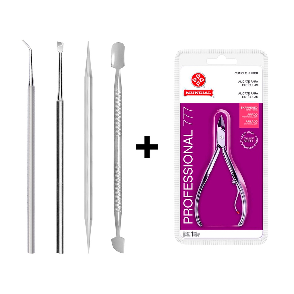 Kit Manicure 04 Instrumentos Profissionais + Alicate Mundial 777
