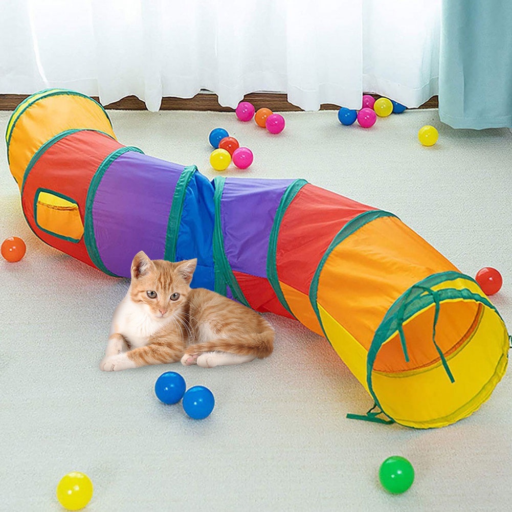 Gato Dobrável Interativo Coelho De Brinquedo/Animal/Jogos/Túnel/Canal Para Animais De Estimação
