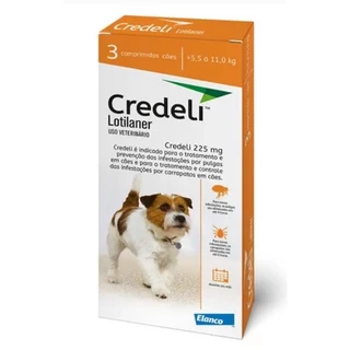 Credeli Antipulgas e Carrapatos Cães de 5,5 a 11kg 225mg 3 Comprimidos Elanco em Oferta na Shopee