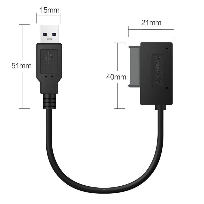 Adaptador USB 2.0 para Mini Sata II 7+6 13 Pinos, cabo conversor para notebooks drive de CD/DVD ROM