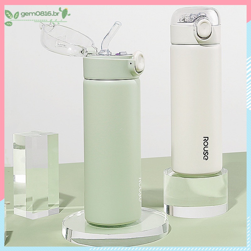 Garrafa Térmica De Aço Inoxidável Com Canudo Para Água Portátil 380ml
