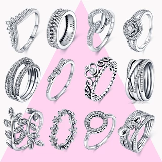 2022 Original 925 Sterling Silver Ladies Ring Cross Stacking Zircon Moda Jóias De Alta Qualidade Estilo Mulher