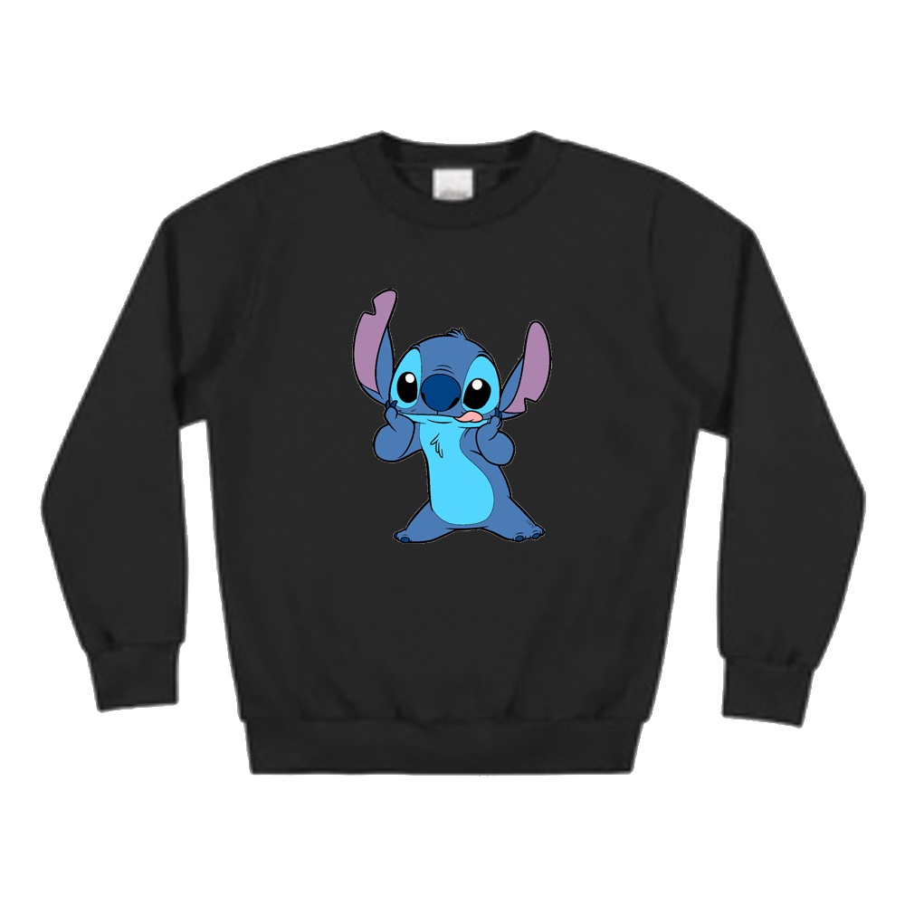 Blusa De Frio Infantil Lilo Stitch Em Pé Moletom Gola Careca
