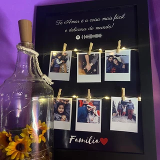 Quadro led personalizado com foto e mapa das estrelas presente