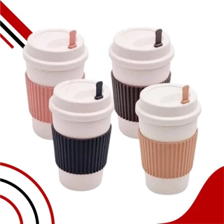 Copo de Cafe de Bambu com Tampa e Mexedor Sortido - Lyor