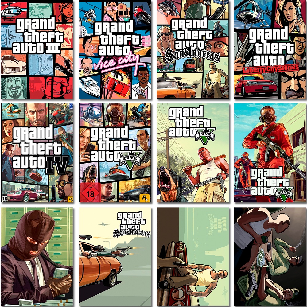 Plaquinhas Decorativas MDF - GTA, Grand Theft Auto, San Andreas, V, IV, Jogos, gamer, quadrinhos decorativos, quadros