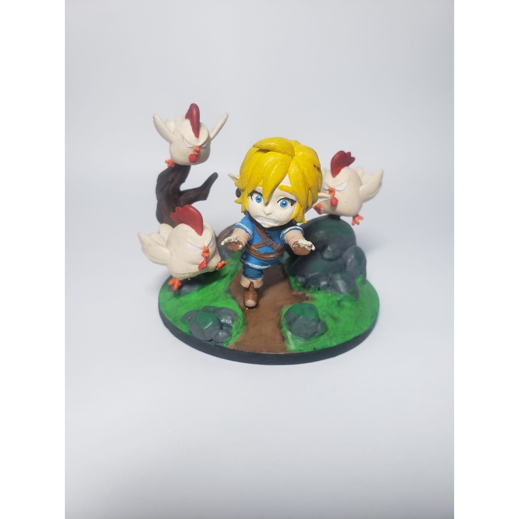 Link fuga das galinhas mini diorama chibi the legend of zelda breath of the wild