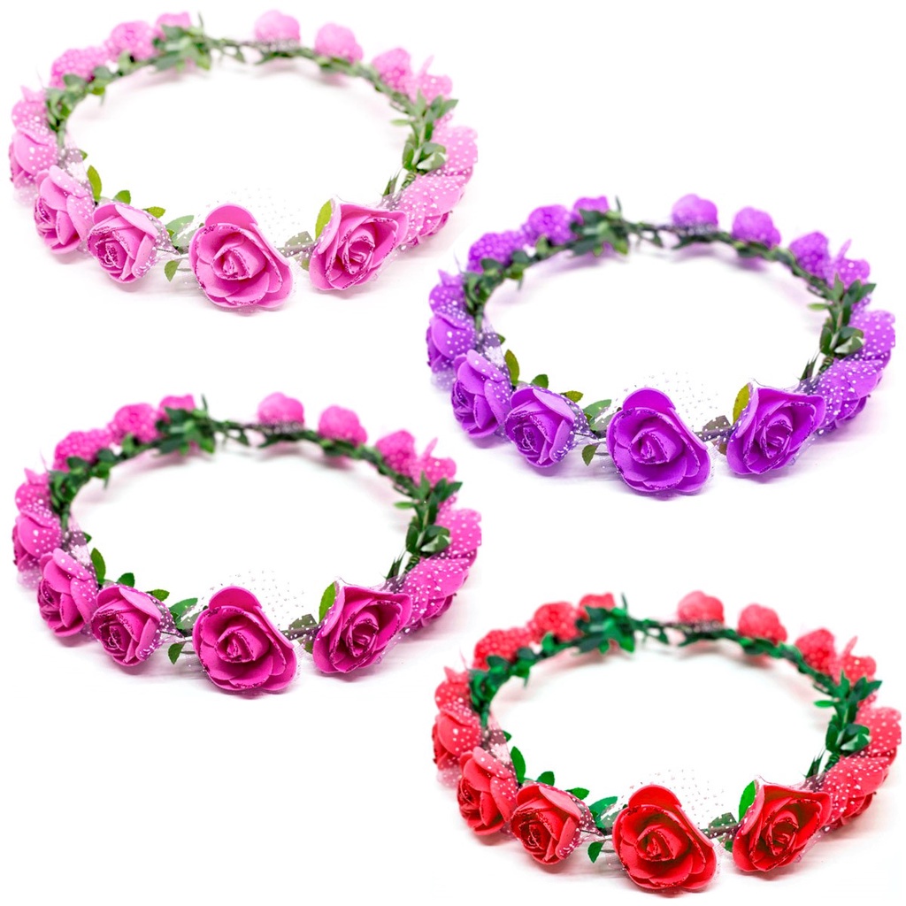 Kit 12 Tiara Coroa De Flores Eva Para Festa Fantasia Carnaval Shopee