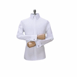 Camisa Social Branca punho duplo gola francesa