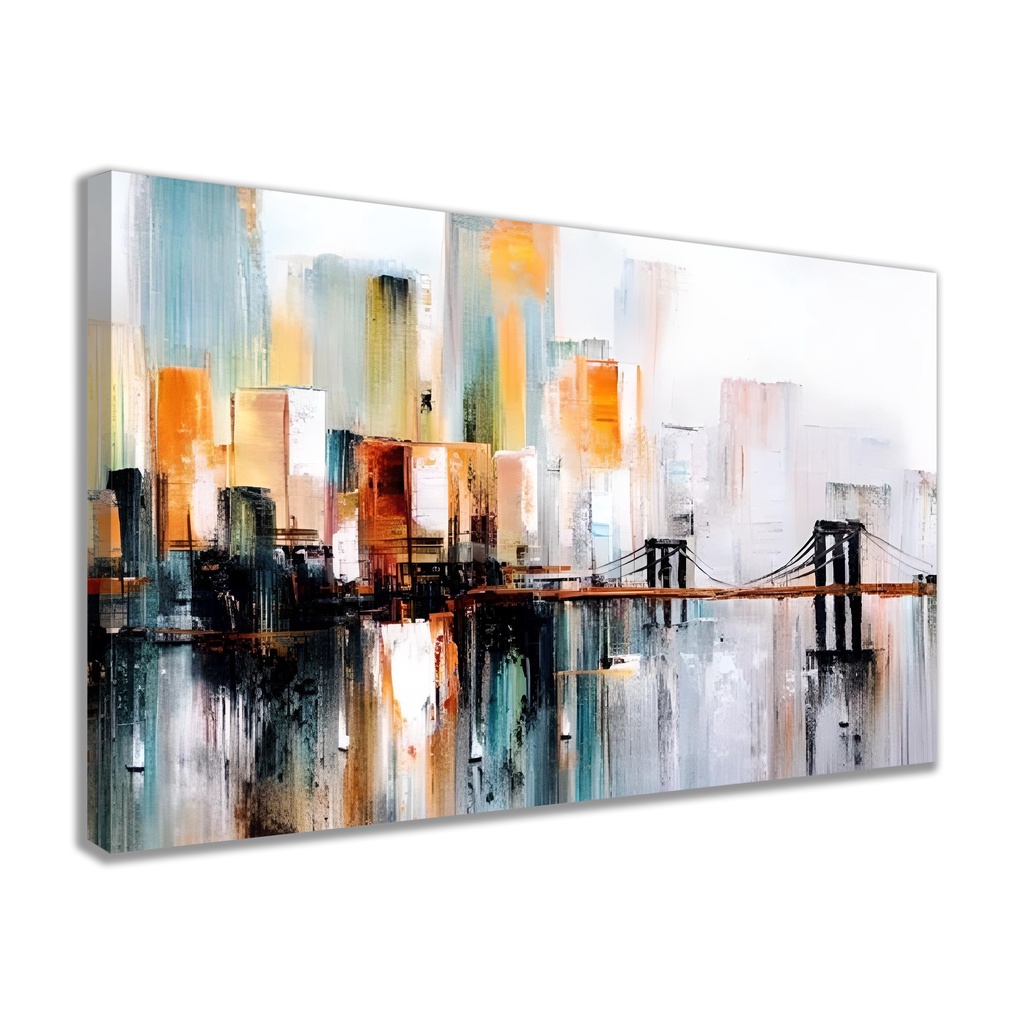 Quadro decorativo grande tela canvas abstrato cidade pintura