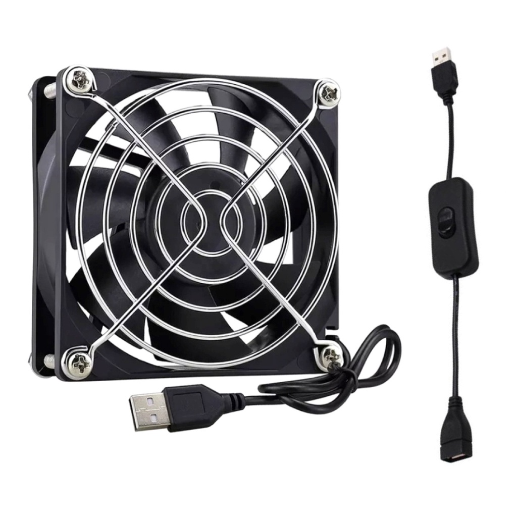 Cooler Usb 5v + Cabo Liga Desliga Ventoinha Fan 80X80mm