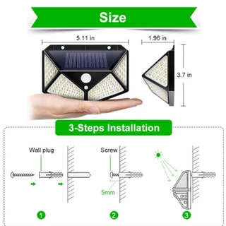 Luminária Solar Led Com Sensor Jardim Externa Prova D'água