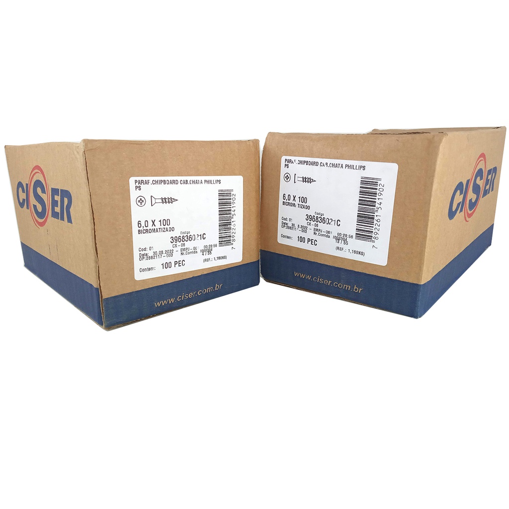 Parafuso philips p/ madeira 6,0x100-cx-c/100-ciser | Shopee Brasil