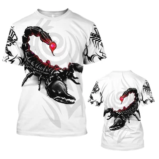 Camiseta Casual Masculina de Verão Escorpião de Manga Curta de Verão Escorpião 3D Impressão Divertida Camiseta Moda Casual Masculina Camiseta Casual Mais Roupa de Tamanho