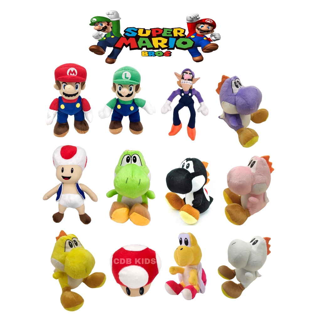 Pelúcia Personagens Turma do Mario Bros Video Game Bonecos Luigi Koopa Cogumelo Toad Yoshi