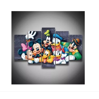 Painel Quadro Mosaico 5 Peças Turma Do Mickey Parede Bonita