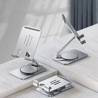 Suporte Alumínio de Mesa Base Rotatória Ajustável 360º Para Smartphones e Tablets