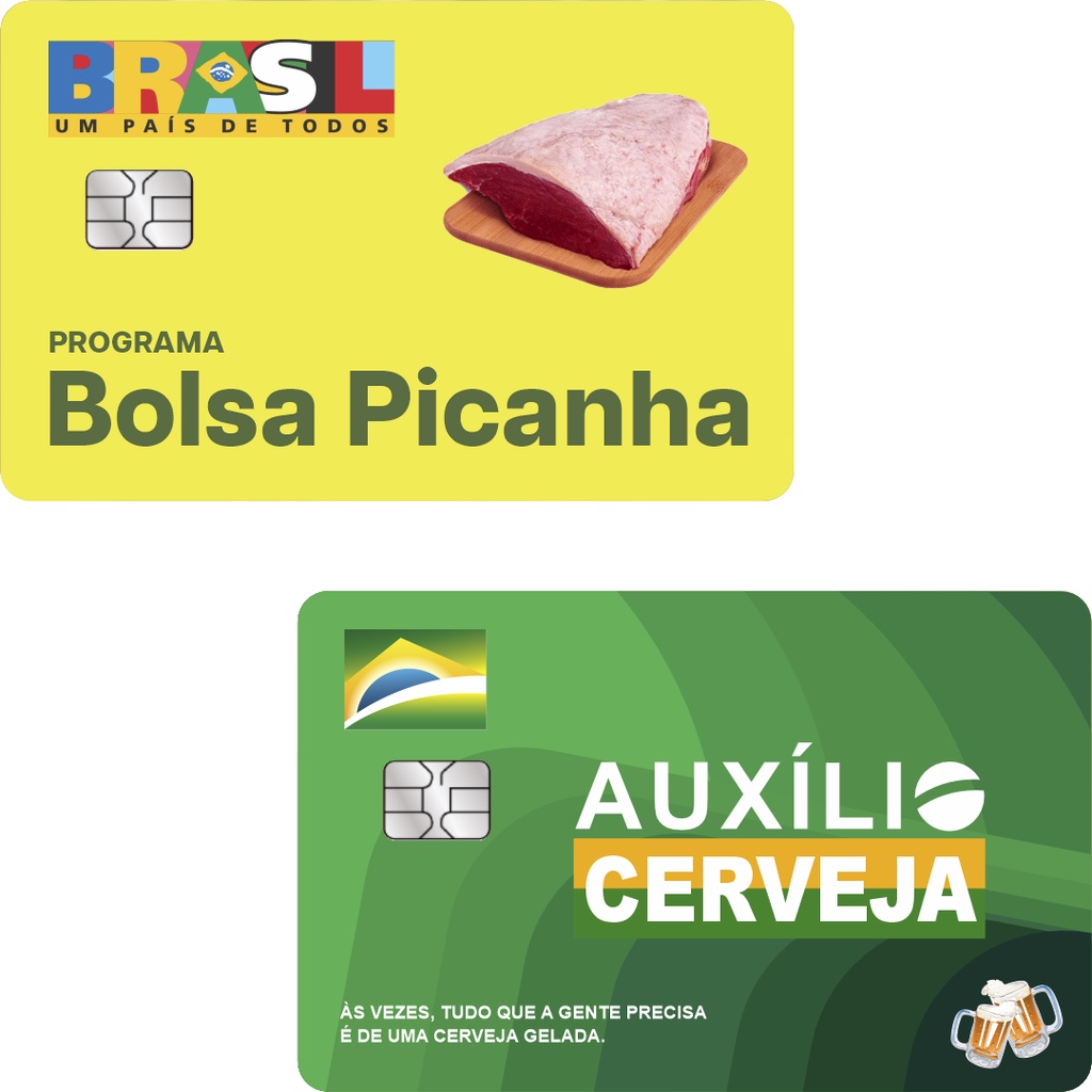 Kit 2 Adesivo Cartão Credito Debito Skin Card Bolsa Picanha + Auxílio Cerveja